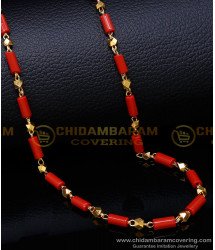 CHN278 - Traditional Long Pavalam Gold Chain Designs for Ladies 