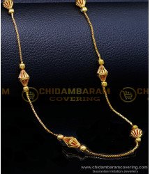 CHN298 - Stylish Thin Gold Beads Long Chain Design for Women