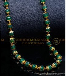 CHN308 - Beautiful 1 Gram Gold Emerald Long Crystal Beads Chain
