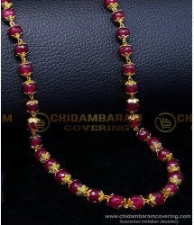CHN309 - Attractive Daily Use Long Red Crystal Chain Gold Design