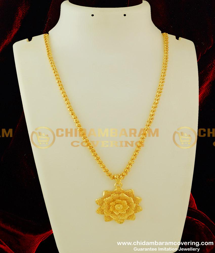DCHN081 - Unique Designer Party Wear Floral Gold Pendant Design Buy Online