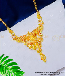 DCHN086 - Kerala Gold Design Emerald Stone Gold Plated Big Dollar with Jasmine Chain 