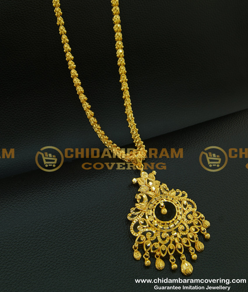 DCHN090 - New Party Wear Double Side Peacock Designer Pendant Design with Long Chain for Female
