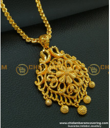 DCHN095 - Latest Long Chain with Casting Type mango designer Modern Gold Pendant Design for Female 