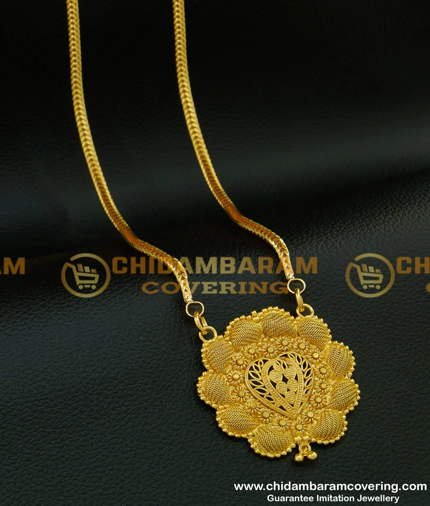 Buy Elegant Flower Pendant Gold Design with Long Chain Buy Online