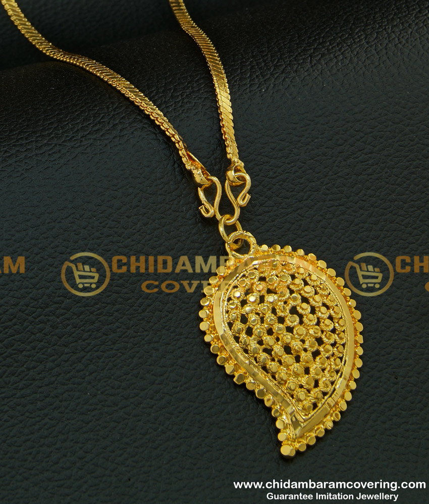 DCHN105 - Pure Gold Plated Daily Wear Long Chain With Cute Mango Pendant for Ladies