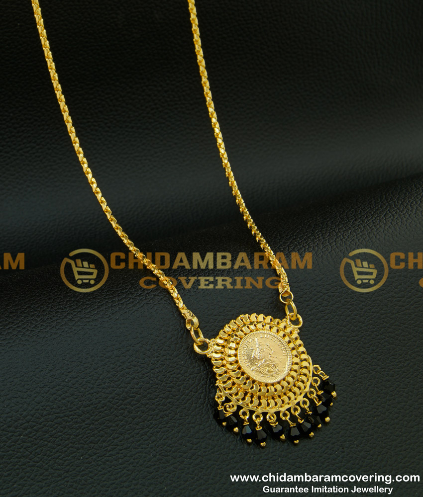 DCHN106 - New Pattern Lakshmi Black Crystal Dollar Design with Long Chain Imitation Jewellery 