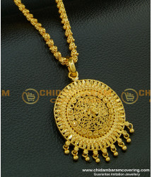 DCHN108 - Real Gold Design Plain Round Dollar One Gram Gold Designer Pendant With Chain Buy Online 