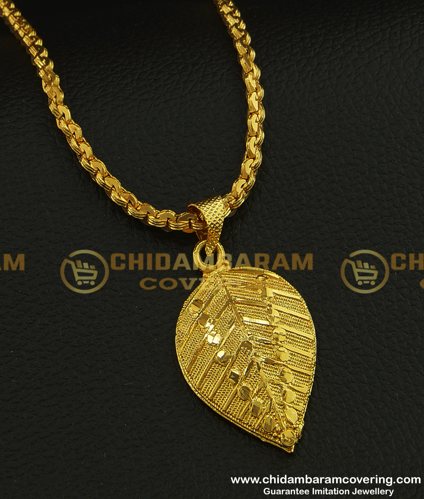 DCHN112 - New Daily Wear Guaranteed Gold Covering Chain with Leaf Design Dollar Chain for Women