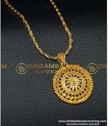 DCHN120 - Gold Covering Light Weight Daily Use Round Shape Dollar with Long Chain for Ladies