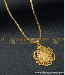 DCHN122 - Beautiful Flower Design Pendant With 24 Inches Long Chain for Women 