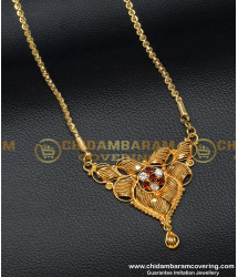 DCHN131 - Traditional Gold Stone Dollar Designs White And Red Stone Dollar Chain Best Price Online