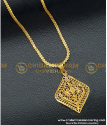 DCHN135 - Real Gold Design Dollar Chain Diamond Shape Medium Size Designer Pendant with Chain 