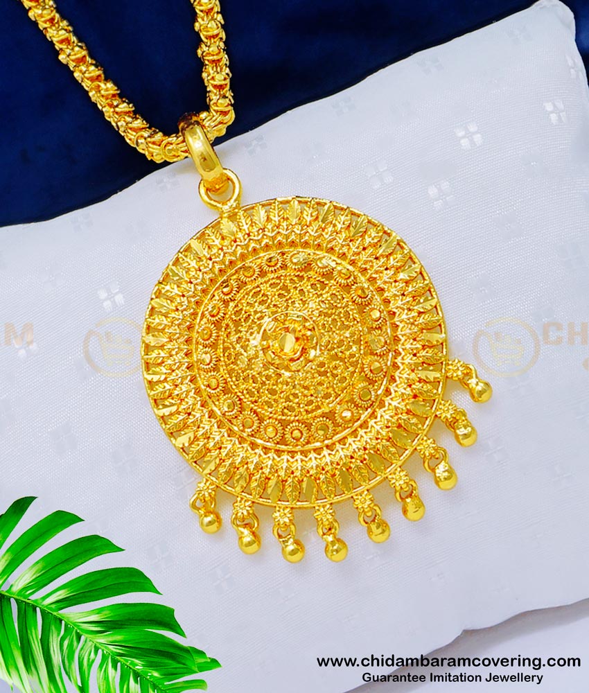 dollar chain. pendant chain, dollar with chain, pendant with chain, gold dollar chain, gold locket chain, south indian jewellery, one gram gold jewelry