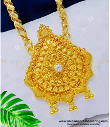 DCHN142 - Kerala Design Pendant One Gram Gold Bridal Wear Big Dollar Chain Online 