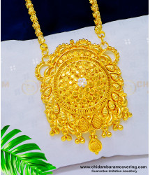 DCHN173 - Latest Gold Pattern White Stone Gold Covering Dollar Chain for Women