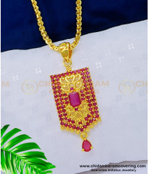 DCHN167 - New Arrival Ruby Stone Gold Design One Gram Gold Locket Chain Online