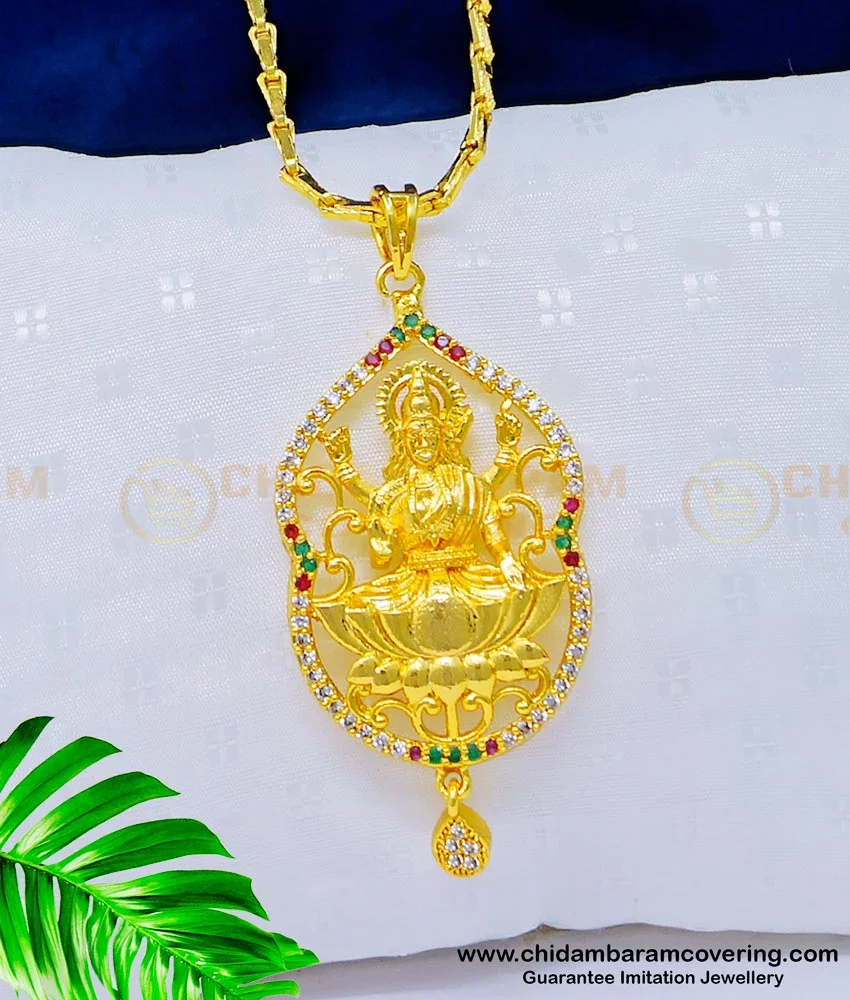 Buy Latest Gold Stone Lakshmi Pendant Designs with Beautiful 24 ...