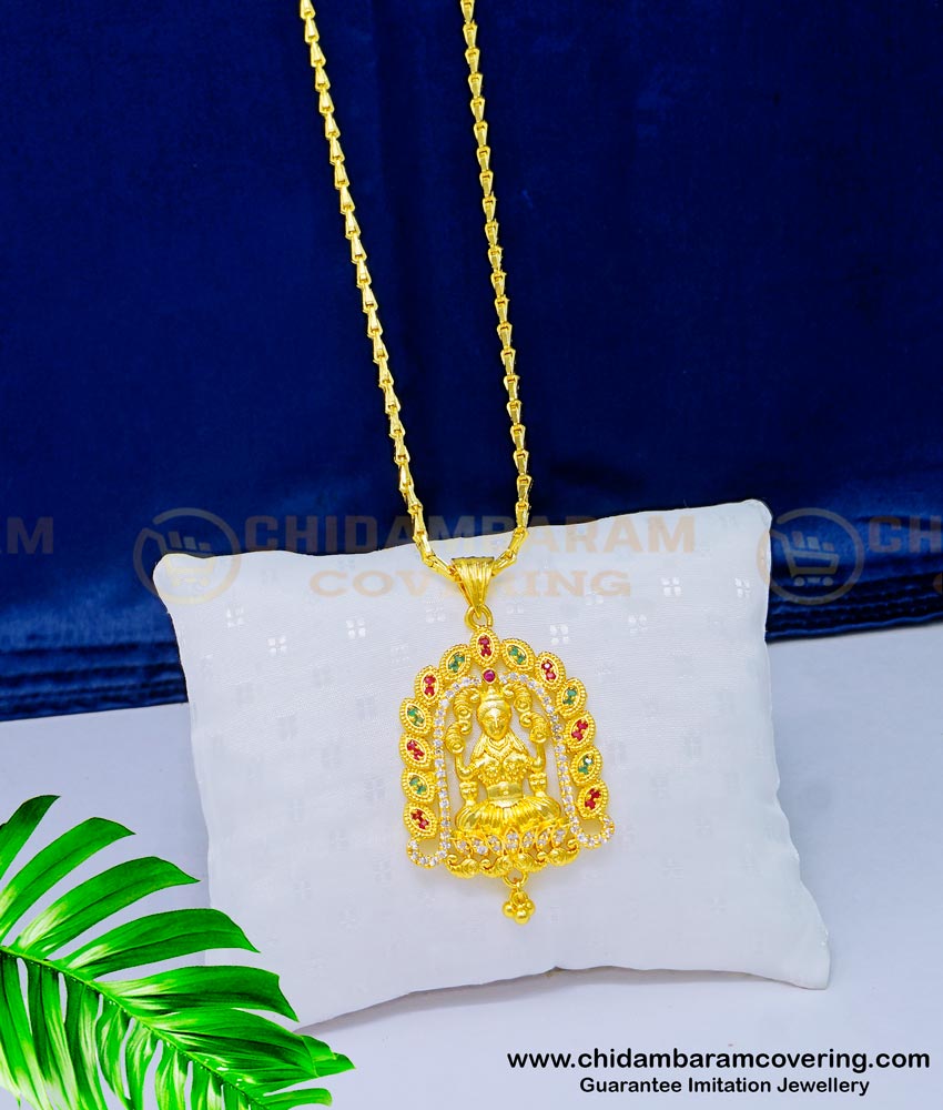 one gram gold jewellery, Lakshmi dollar chain, Lakshmi pendant, Lakshmi locket, Lakshmi pendant chain, latest pendant model, 