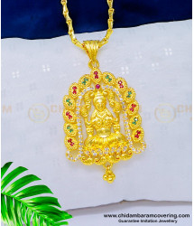 DCHN169 - New Model Ad Stone Lakshmi Dollar with Chain One Gram Gold Jewellery