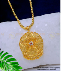 DCHN181 - Latest Gold Pattern Round Pattern Stone Dollar Chain for Women