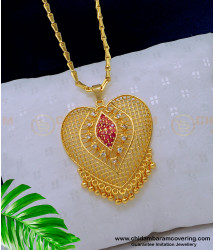 DCHN182 - Elegant Ruby Stone and White Stone Heart Shape Dollar Chain Dollar Chain for Ladies