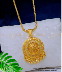 DCHN185 - One Gram Gold Daily Use Plain Round Dollar Chain Designs for Ladies 