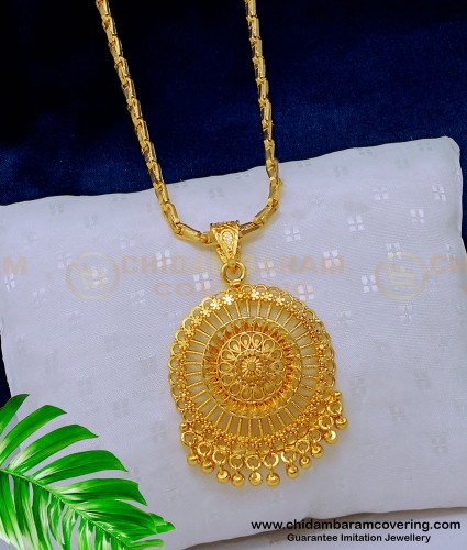 DCHN185 - One Gram Gold Daily Use Plain Round Dollar Chain Designs for Ladies 