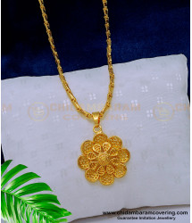 DCHN189 - Cute Flower Design Pendant with Long Wheat Chain Design for Daily Use 