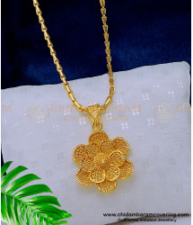 DCHN192 - Latest Light Weight Floral Pendant Chain Daily Use One Gram Jewelry Online 