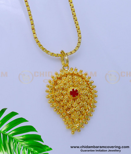 DCHN214 - 1 Gram Gold Artificial Chain with Pendant for Daily Use 