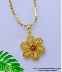 DCHN218 - Beautiful Flower Design Pendant with 1 Gram Gold Chain