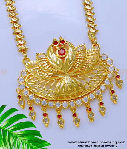 DCHN231 - Latest Peacock Pendant Designs with Long Chain for Women 