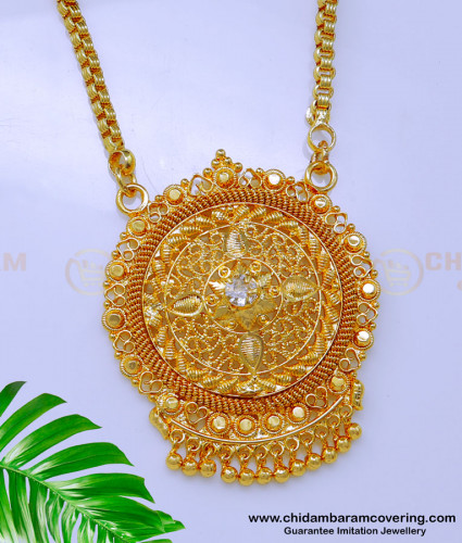 DCHN238 - Latest White Stone Pendant with Gold Designs Chains