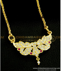 DLR076 - Gold Plated Traditional Design Impon Pendant with Chain Imitation Jewellery Online 