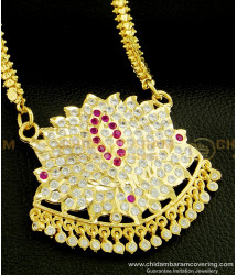 DLR084 - Five Metal Impon Ad Stone Lotus Design Big Dollar with Gold Plated Chain For Wedding