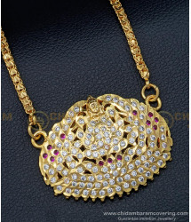 DLR109 - Gold Design Impon Gajalakshmi Stone Dollar with Heart Design Chain Online 