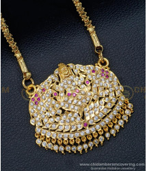 DLR110 - Five Metal Gold Color Impon Gajalakshmi Big Dollar with Chain Design Online