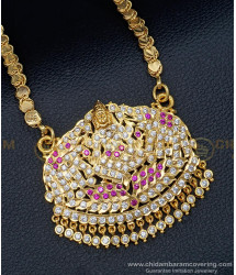 DLR111 - Impon Stone Gajalakshmi Dollar with Designer Chain One Gram Gold Jewellery Online
