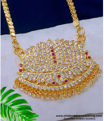 DLR152 - South Indian Jewellery Impon Lotus Pendant Gold Design With 1 Gram Gold Chain Online