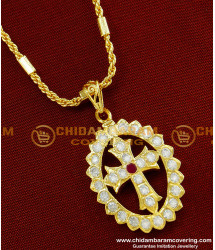 DLR158 - Impon Christian Cross Pendant Design with Thali Chain Traditional Impon Jewellery Online