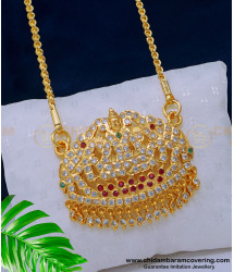 DLR164 - Impon First Quality Stone Gajalakshmi Pendant Design with Long Chain for Ladies