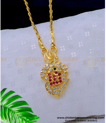 DLR169 - One Gram Gold Daily Use Impon Stone Gold Design Om Vel Dollar with Long Chain 