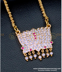 DLR179 - One Gram Gold Plated Impon Lotus Design Dollar Chain