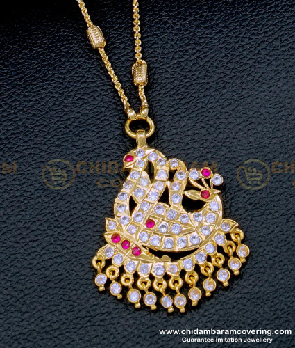 DLR182 - Beautiful Peacock Design Impon Stone Pendant with Chain