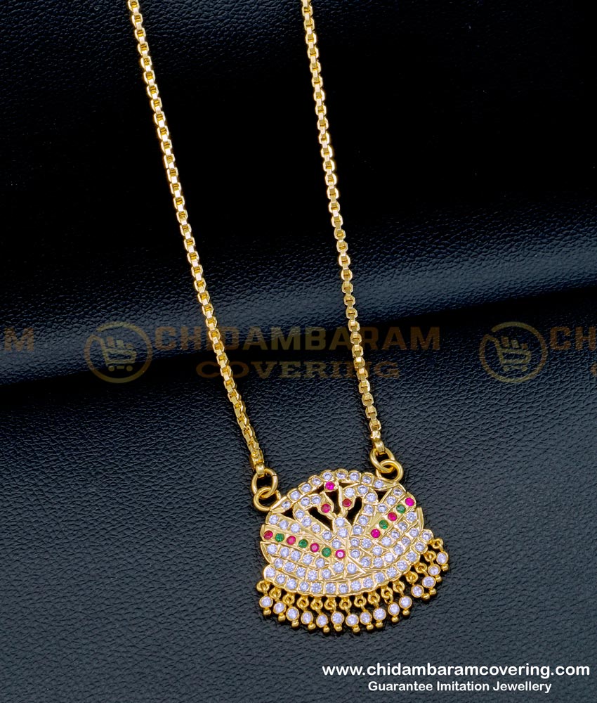 Traditional Impon Jewellery Swan Design Stone Dollar Chain 