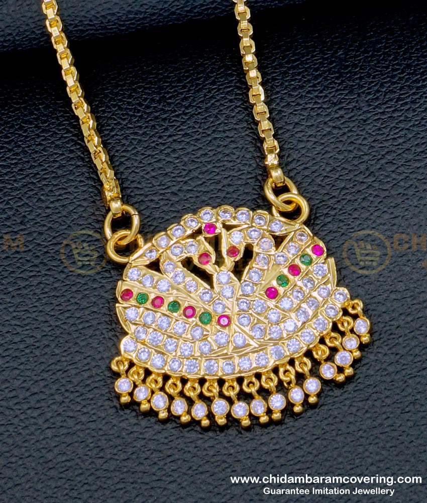 Traditional Impon Jewellery Swan Design Stone Dollar Chain 