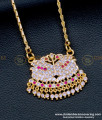 Attractive White and Pink Stone Women Impon Swan Dollar Chain