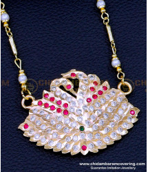 DLR225 - Impon Jewellery Swan Pendant with Pearl Chain for Ladies