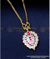 DLR230 - Impon Small Leaf Pendant with Gold Chain Design for Women 
